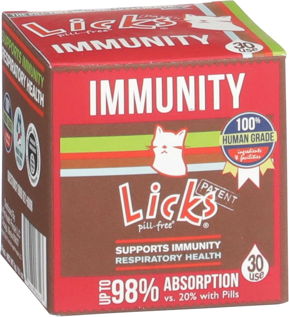 Licki Pill- Immunitet kota - Immune Support Cat Supplies - Suplementy oddechowe - Dostawy zdrowotne - Pakiety żelowe - 30 Zastosowanie