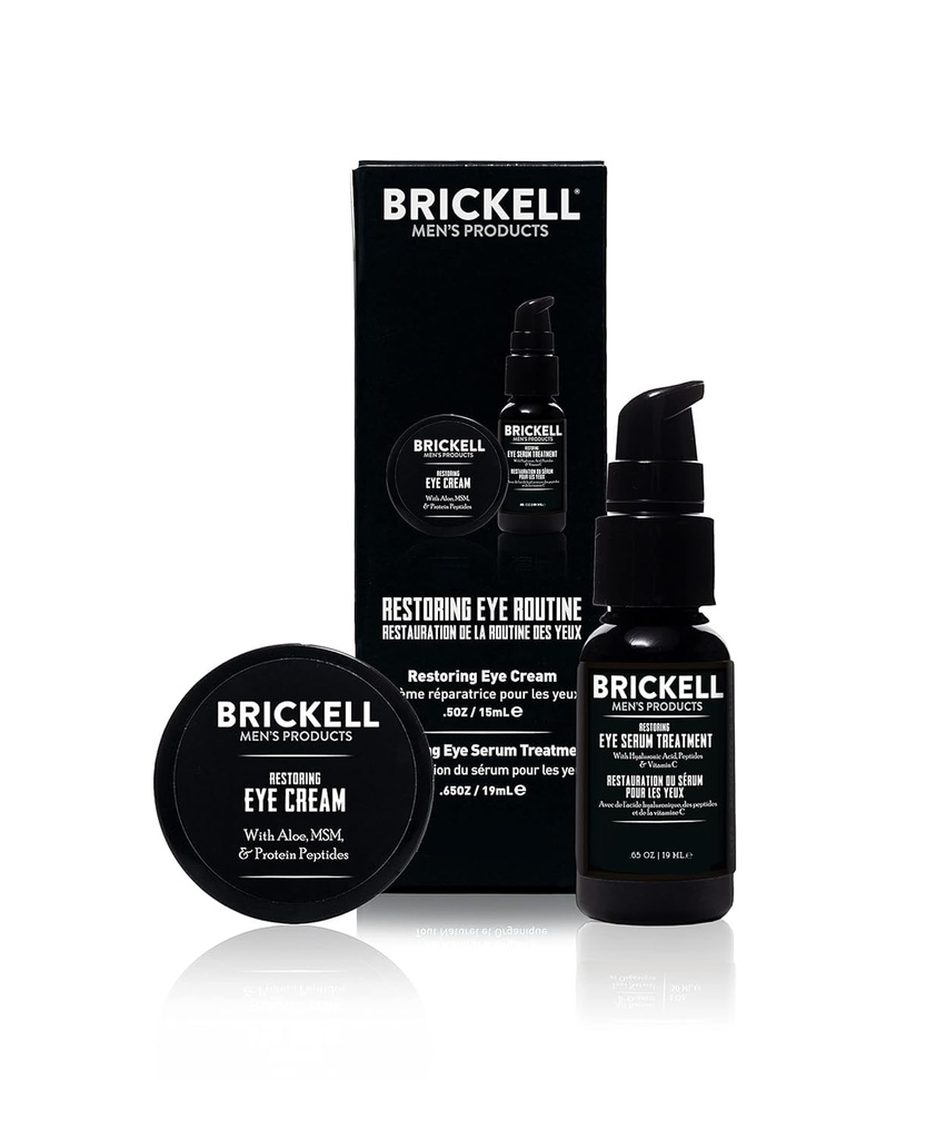 Brickell męski przywracanie rutyny oczu dla mężczyzn, krem do oczu i serum dla mężczyzn, naturalne i organiczne, niezapachowy, męski zestaw do pielęgnacji skóry