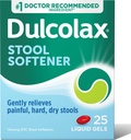 Dulcolax Stool Softener Laxative Liquid żel Kapsułki, Delikatne zaparcia Relief dla twardych, suchych narzędzi, Docusate Sodu 100 mg, 25 Count