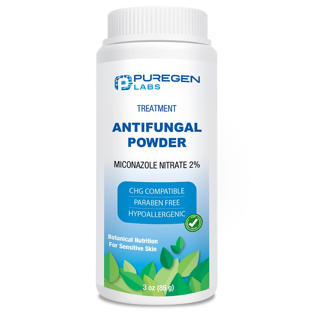 Proszek przeciwgrzybiczy Puregen Labs z 2% azotatem mikonazolu do wspólnych zakażeń grzybiczych, w tym stopy Athlete 'a, Jock Itch i Ringworm, Talc Free, 3 oz (85g)