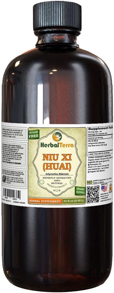 NIU Xi (Huai), Achyranthes (Achyranthes Bidentata) Tincture, Dried Root Liquid Extract (Brand Name: HerbalTerra, Proudly Made in USA) 32 fl.oz (0.95 l)