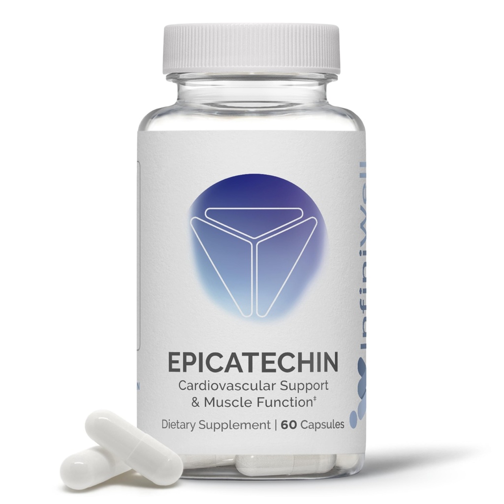 InfiniWell Epicatechin Supplement - Support Muscle Building & Nitric Oxide Production - Promowanie zdrowej syntezy białek, Odzysk ćwiczeń, Wsparcie przeciwutleniające i funkcje kognitywne (60 kapsułki)