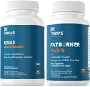 Dr Tobias Fat Burner Nightly & Adult Multivitamin wspiera energię, odporność i metabolizm z Ashwagandha. 42 Owoce i warzywa z probiotyki, zielony ekstrakt Fasola kawa, Non-GMO, 30 Day Supply