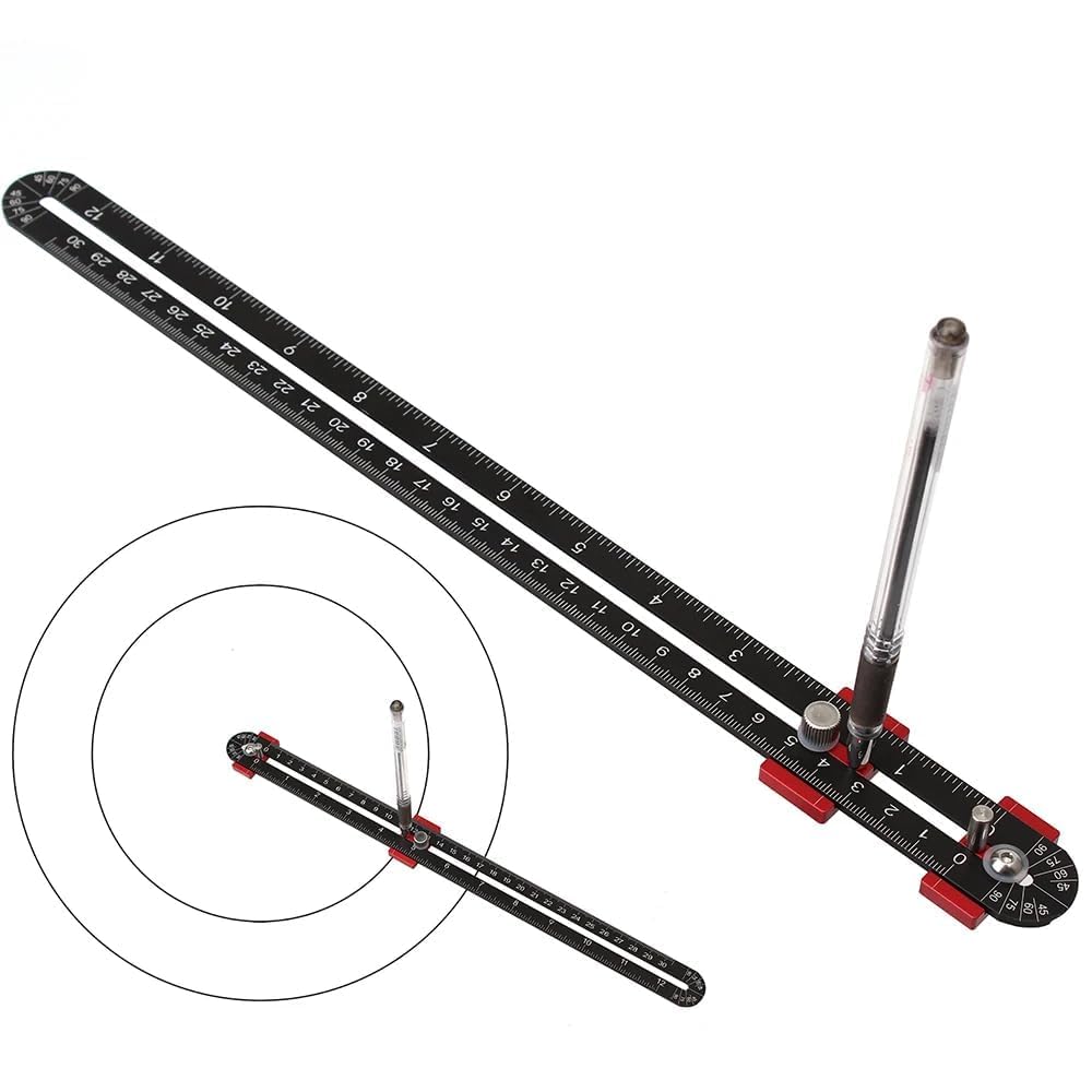 300 mm Narzędzie do produkcji kompasu do obróbki drewna, duży kompas do obróbki drewna Scribing Circle, stolarka Compass Ruler Marking Gauge Circle Narzędzie do znakowania dla stolarki inżynier (czarny)