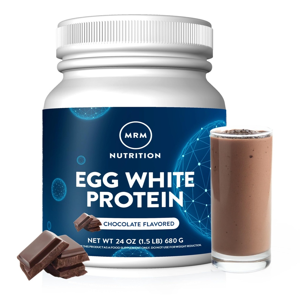 MRM Nutrition Egg Białko białe 124; Czekoladowy aromat 124; 23g białka beztłuszczowego 124; z enzymami spożywczymi 124; Najwyższa wartość biologiczna 124; Klinicznie testowany 124; 20 Służenie