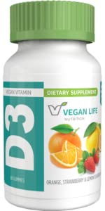 Żywienie wegańskie - Witamina D3 Gummies dla dzieci i dorosłych (1000 j.m.) - Bez glutenu, Nie-GMO, Wspiera zdrowie kości i system immunologiczny - 60 Gummies