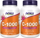 Teraz suplementy, Witamina C- 1000 z Rose HIPS i bioflawonoidy, Ochrona przeciwutleniaczy *, 100 tabletek (Opakowanie po 2)