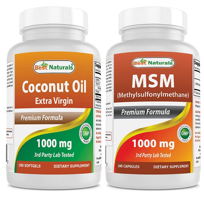 Najlepsze Naturals Extra Virgin Coconut Oil 1000 mg & MSM 1000 mg