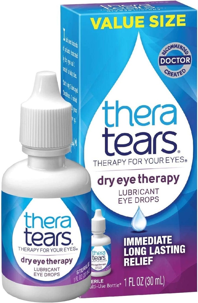 TheraTears Dry Eye Therapy Lubricant Eye Drops Twin Pack (2 x 30 ml butelek) + 1,0 Fl Oz Bottle
