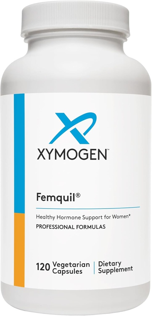 XYMOGEN Femquil - Promowanie równowagi hormonalnej dla kobiet - Biologicznie aktywny metylofolian + suplement Dim - Może pomóc złagodzić wspólną menopauzę i objawy PMS - Aid Antioksydant Activity (120 kapsułki)