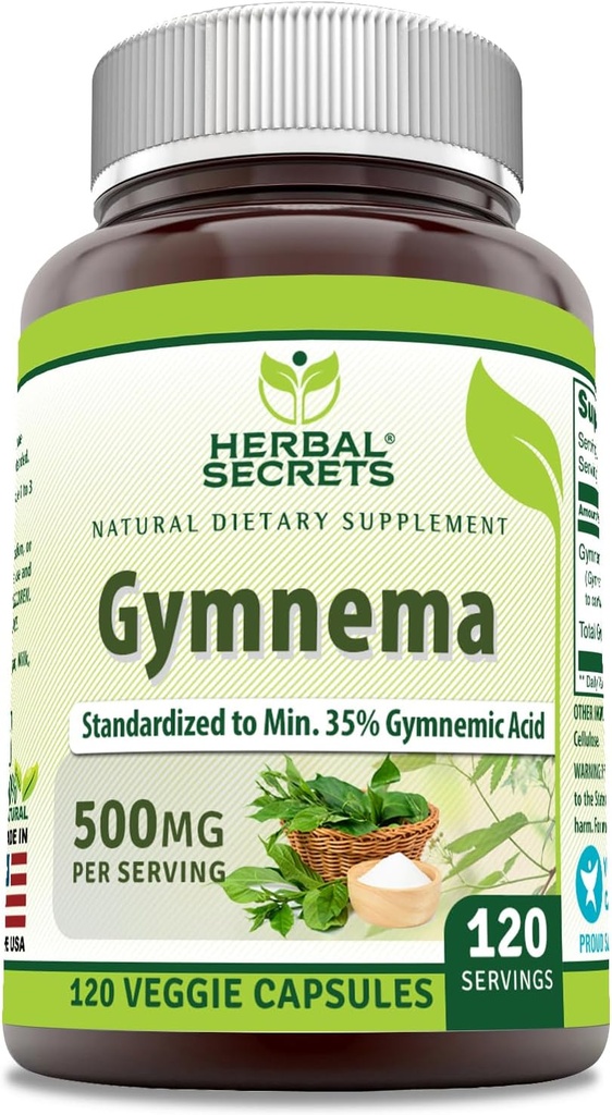 Herbal Secrets Gymnema Supplement Equipment 124; 500 Mg Per Serving Equipment 124; 120 Veggie Capsules Equipment 124; Non-GMO Equipment 124; Gluten Free Equipment 124; Made in USA
