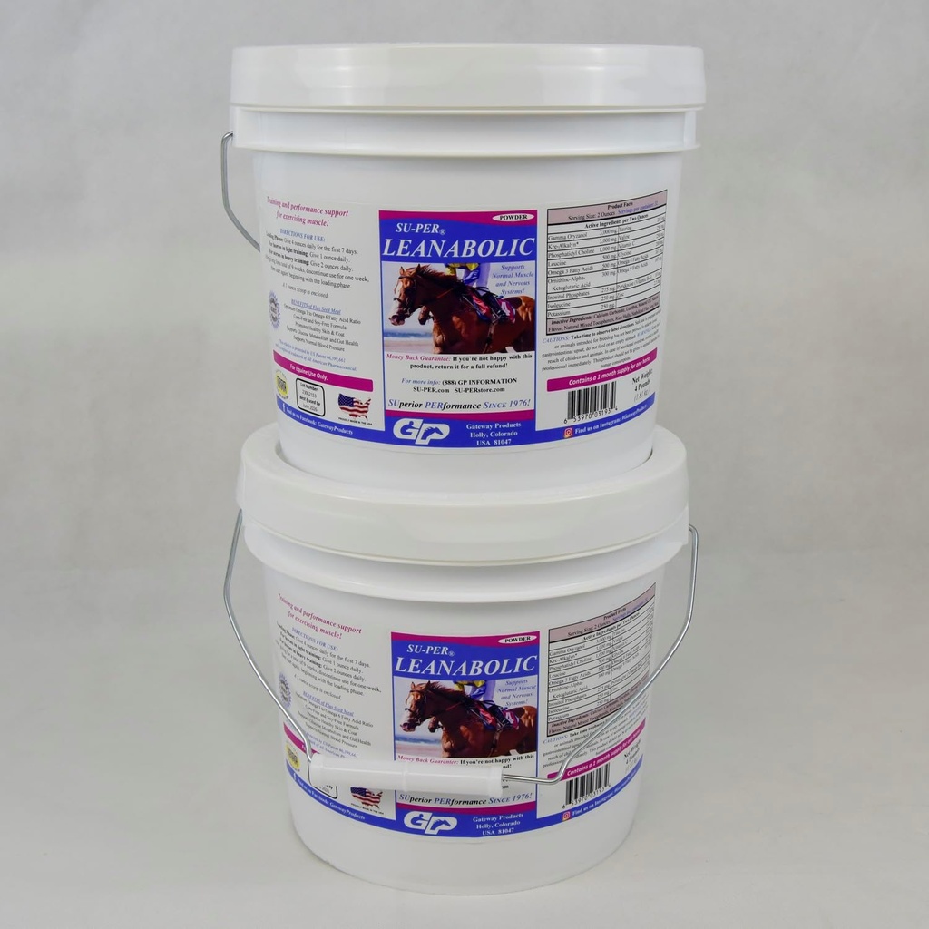 SU-PER Leanabolic Horse Muscle Supplement - Training and Performance Support in Horses - Horse Vitamins and Minerals Supplement - 4 Pound, (2 Pack)