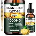 Triple Magnezu Complex Supplement, Magnezu Glicynian, Mieszanka, Citrate Liquid Drops 1000mg z Ashwagandha, CoQ10, Witamina B6, C, D, Cynk - Wegański aromat ananasowy