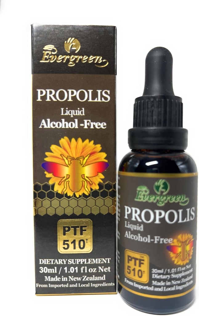 Evergreen Propolis Płynny Alkohol bez nalewki 30ml PTF1170 (Zawiera 1170 Propolis Flavonoid) Made in New Zealand