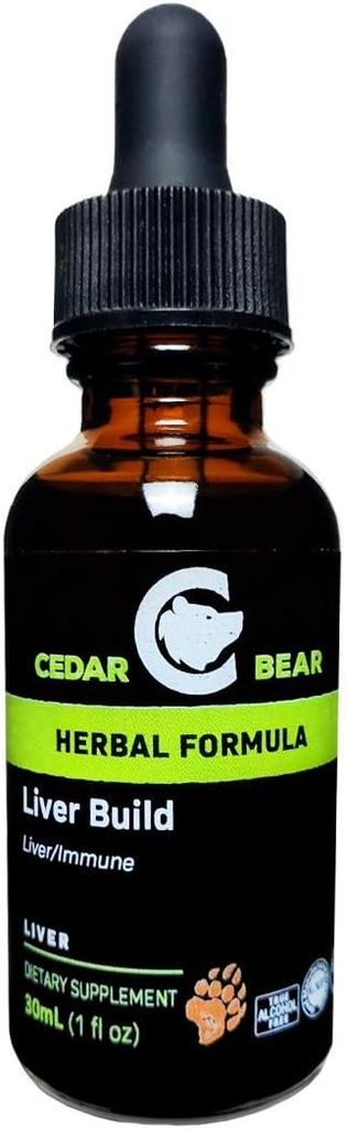 Cedar Bear Wątroba Zbuduj płynny suplement ziołowy, który pomaga wzmocnić wątrobę i pęcherzyk żółciowy Funkcja 1 Fl Oz