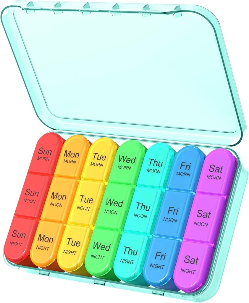 Pill Organizer 3 razy dziennie, Cotygodniowy Pill Organizer 3x dziennie, Pill Box 7 dzień, Daily Pill Box Organizator, Travel Container Pill Cases Organizatorzy 7 dzień, Medicine Organizator do trzymania witamin i medycyna