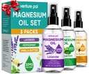 Venture Pal 3- Pack Topical Magnezu Oil Spray Set for Feet - Idealny prezent dla relaksacji, Lepszy sen, Ulga w mięśniach dla nóg i łączników, Zdrowe włosy i skóry. Szybkie wchłanianie, brak tłuszczów