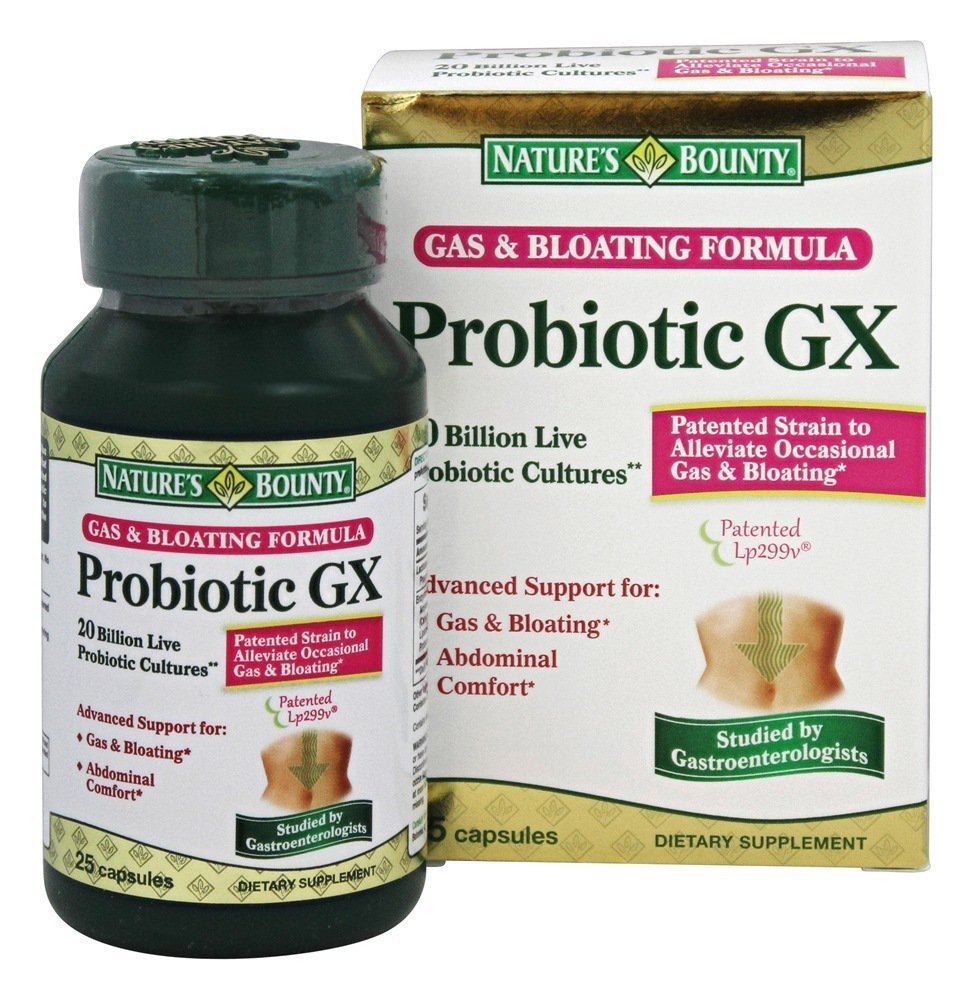 Nature 's Bounty Probiotic GX Gas & Bloating Formula, kapsułki 25 ea (Opakowanie po 4)
