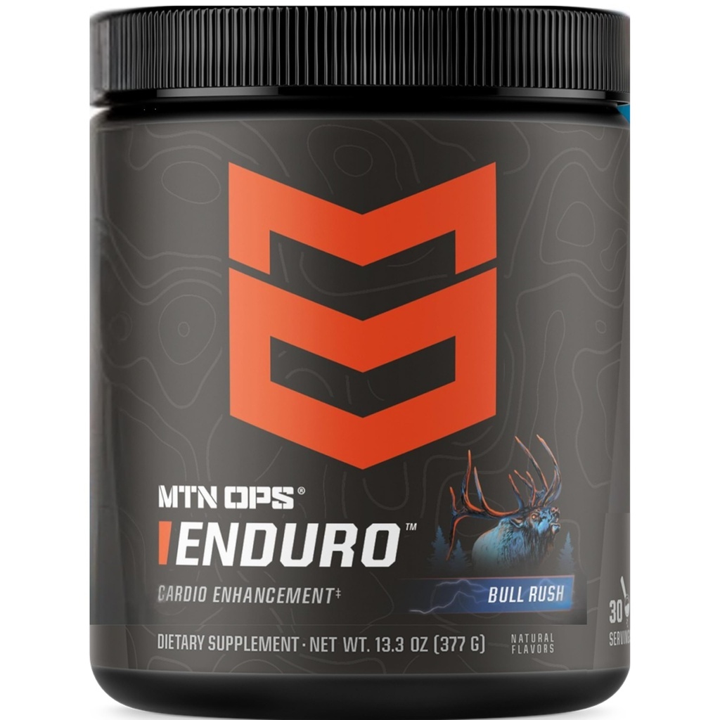 MTN OPS Enduro Nitric Supplement & Stim- Free Pre Workout - 30 Służenia - z Magnezu Citrate, Buet Root Powder, Niacinamide, L Arginine & L Citruline - Bull Rush Flavor