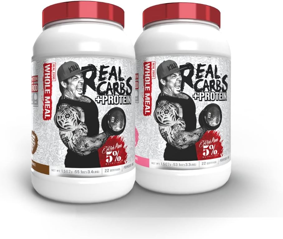5% Żywienie Prawdziwe węglowodany + Białko (2 Pack Bundle) 124; Czysta masa Gainer Protein Proszek 124; Prawdziwe jedzenie Węglowodany Paliwo do wstępnego treningu / Post- Workout Recovery Meal (Czekolada + Tort urodzinowy)