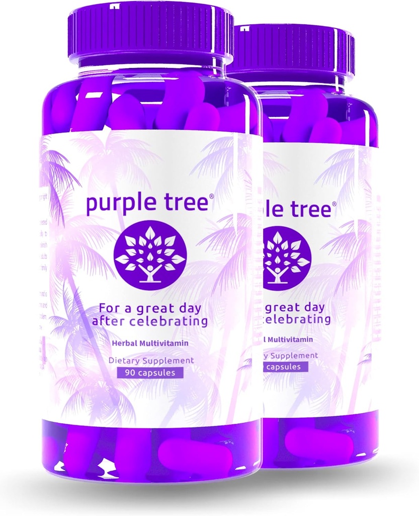 purpurowe drzewo Post- Celebration Wellness Supplement Equipment 124; Wspieranie wątroby, uzupełnianie ciała, szybkie nawodnienie 124; Dihydromyricetin DHM, Ostrze mleka, Elektrolity, Witamina B, Willow Bark, Quercetin (180 tabletek)