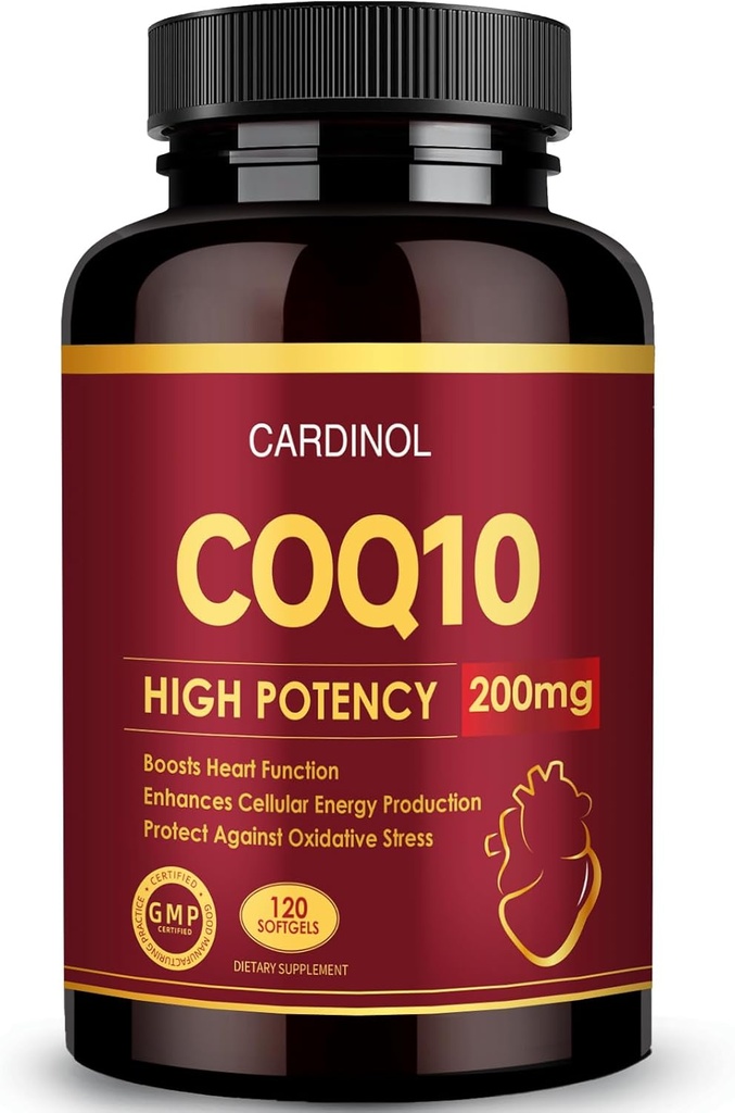 CoQ10 200mg Softgels z PQQ & Omega 3, Maximum Absorption Coenzym Q10, Potężny przeciwutleniacz dla Heart & Energy Health, 120 Count, 4 Month Supply, Non-GMO