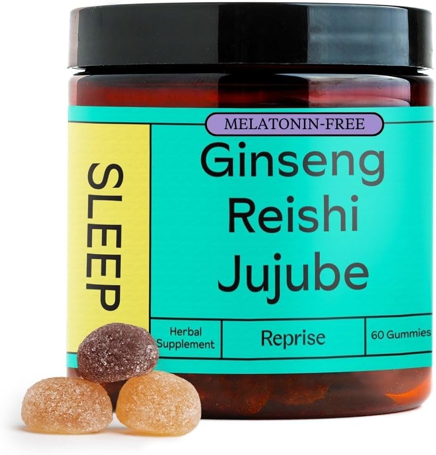 Melatonina Free Natural Sleep Aid Gummies dla dorosłych 124; NO Melatonin Agregat 124; Ziołowy Mieszanka Magnezu z Jujube & Reishi Mushroom - Deep Sleep Supplement & Relaxation for zzz, 60 Vegan Gummies
