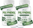25- in-1 Suplement polifenoli, 2000MG Potężne przeciwutleniacze i polifenol do obrony wieku, polifenol Superfood, Quercetin, Resveratrol, Plant- Based & Energy, Wsparcie immunologiczne, 120 Kapsułki