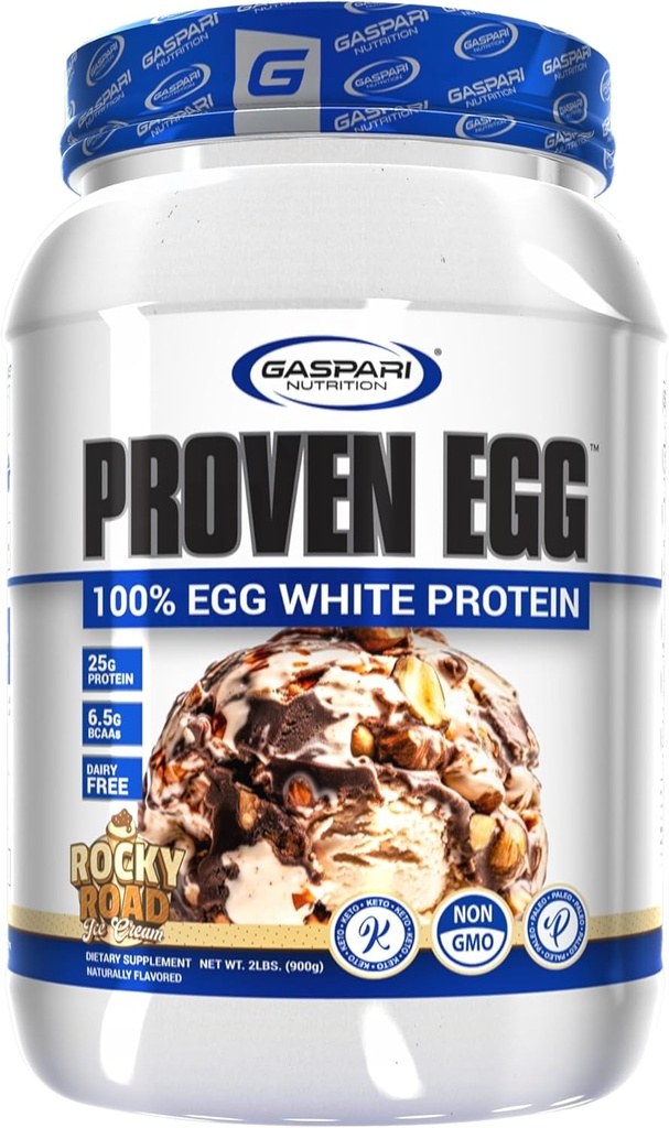 Gaspari Nutrition Proven Egg, 100% Białko białka białkowego jaja, 25g białka, Keto Friendly, Dairy i Laktoza Free, Soy Free (2 funtów, Rocky Road)