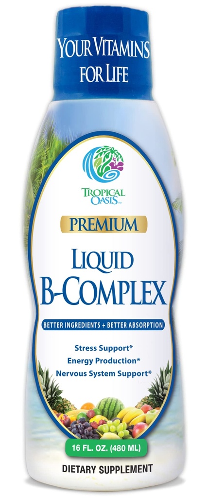 Premium Liquid B Complex Vitamin- Szybki Absorbujący Ciecz B- Complex Suplement w / wszystkie 8 Witaminy B-, PLUS energetyzująca mieszanka ziołowa w / Ginseng, Ginkgo i Eleuthero Root - Wegan, NON-GMO - 16oz, 32 Serv