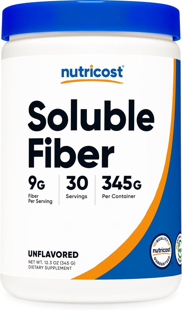 Nutricost Rozpuszczalny Fiber (Unflavored) 30 Sługi - Wegan, Non-GMO, Gluten Free