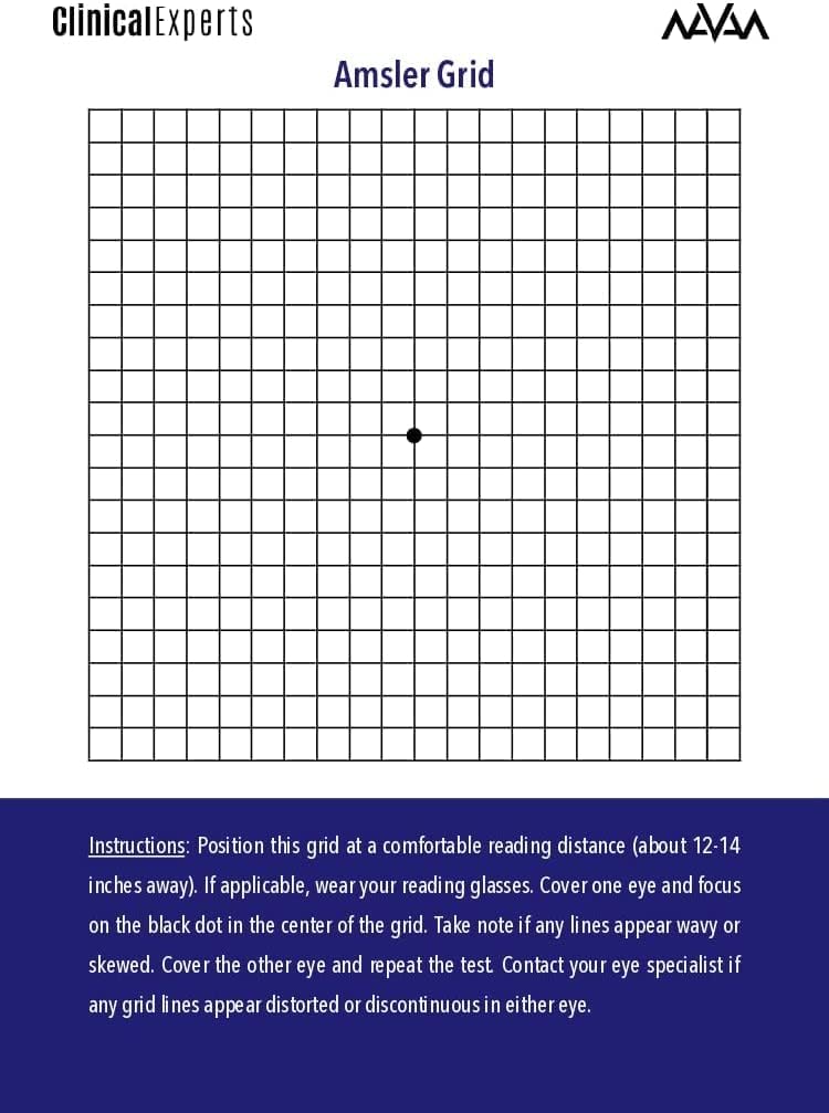 Amsler Eye Grid z Magnetic Back - Codzienne narzędzie przesiewowe wzroku dla pacjentów z miażdżycą plamki i jaskrą przez ekspertów klinicznych (2 opakowania)