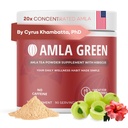 Amla Powder & Green Tea Superfood Suplement z Hibiscus, 20x Ultra koncentrat Amla, Wsparcie przeciwutleniacze, Made with Oolong Tea and Indian Gooseberries, Organic, Wegan, Hibiscus, 90 Służenie