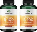 Swanson Witamina B- 100 - Suplement Witamina Promowanie Energii i Metabolizm Wsparcie - Wysoka moc Formuła Wspomaganie Zdrowia Serca, Zdrowie Mózgu i Nerwy - (100 Kapsułki) (2 opakowania)