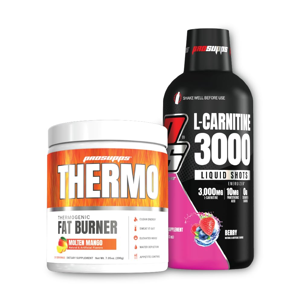 PROSUPPS Thermo Fat Spalanie Termogeniczne proszek Molten Mango i 3000 L -Carnitine Berry - Zarządzanie wagą i przedtreningi - Energia, nastrojenie, Kontrola przystawek