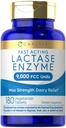Carlyle Lactase Enzyme Pills 9000 FCC XI124; 180 Tablets XI124; Szybkie działanie Dairy Relief Supplement XI124; Max Siła Wsparcie 124; Non-GMO, Gluten Free
