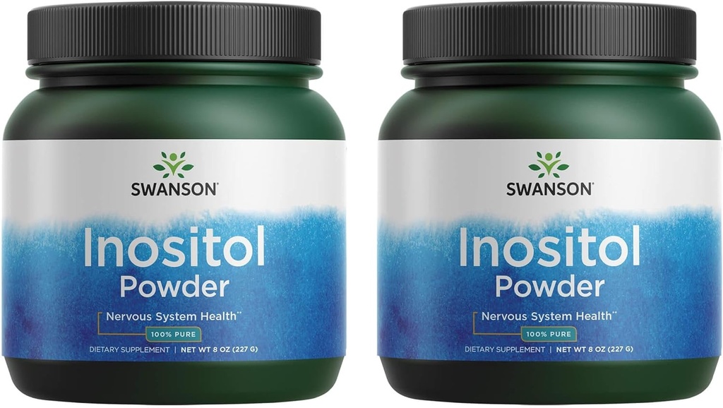 Swanson 100% Czysty Inozytol Proszek - Naturalne uzupełnienie Promowanie Focus & Relaxation - Nerve & Cellular Support - (8oz) 2 Pack