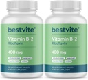 BESTVITE Witamina B-2 (Riboflavin) 400mg (240 Kapsułki wegetariańskie) (120 x 2) - Brak stearynianów - Wegan - Nie GMO - Bez glutenu