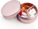 Małe pióro przypadku 3 Komory, metalowe okrągłe przenośne pióro pudełko, wodoodporny pióro, Pocket Purse Medicine Witamina uchwyt EDC pojemnik (Rose Gold)