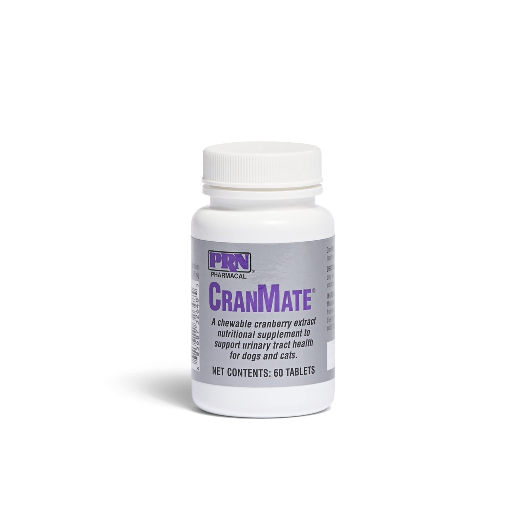 PRN Pharmacal CranMate Cranberry Supplement - ekstrakt żurawinowy do żucia Suplementy odżywcze dla psów i kotów - Żurawina Trakt żurawinowy Zdrowie - 60 Tab do żucia