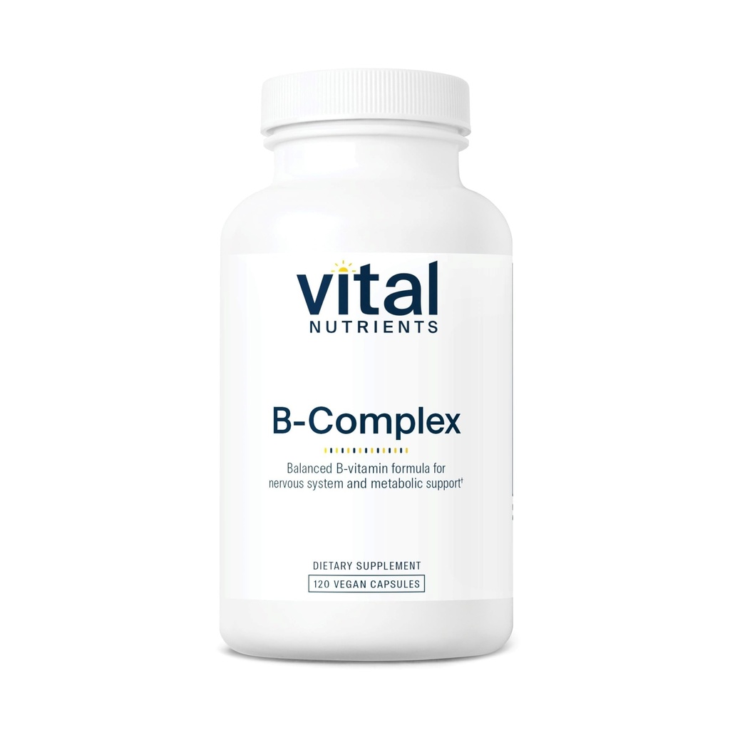 Witalne składniki odżywcze Witamina B- Complex Agregat 124; Wegan Wysoka potencja Methylled B Complex Witaminy Agregat 124; B Witaminy Wsparcie Energetyki Produkcja, Metabolizm i Zdrowie Serca * Agregat 124; Gluten, Dairy, Soy Free Agregates 124; 120 Kapsułki