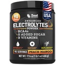 Zeal Naturals Electrolyte Powder Recovery Drink (90 Servings Dango 124; Peach Mango) w 0 Sugar + BCAA + B- Vitamin Electrolyte Supplement w Potasu Cynk & Magnez do hydrolizy - Keto Electrolytes