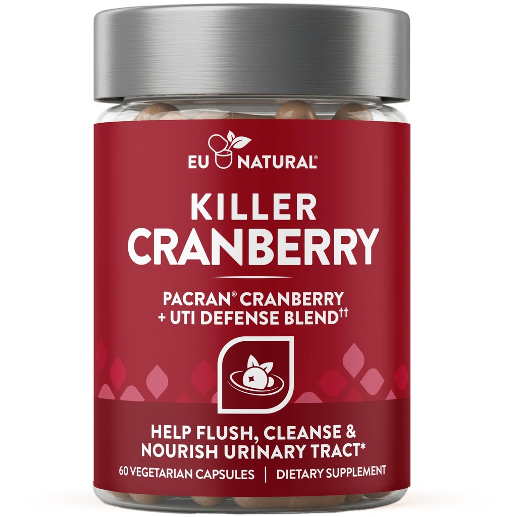 9- in-1 Killer Cranberry Pills for Women - UTI Defense Blend with Clinically Studied Ingredients - 9 Extract Urynary Tract Supplement - Pine Bark, Propolis, Witamina D & More - 60