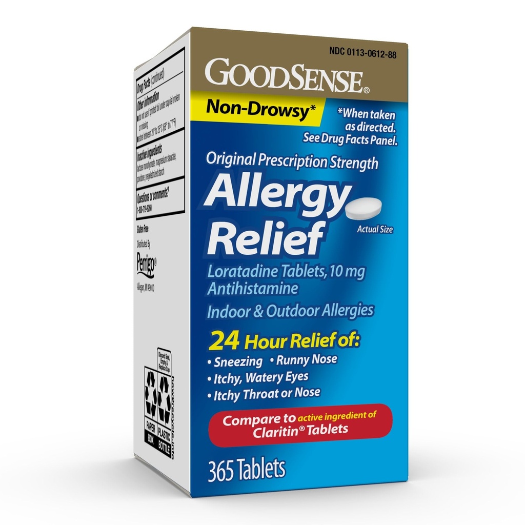 GoodSense Allergy Relief Lorrenburg Tablets 10 mg, Antihistamina, Alergy Medicine for 24 Hour Allergy Relief, 365 Count