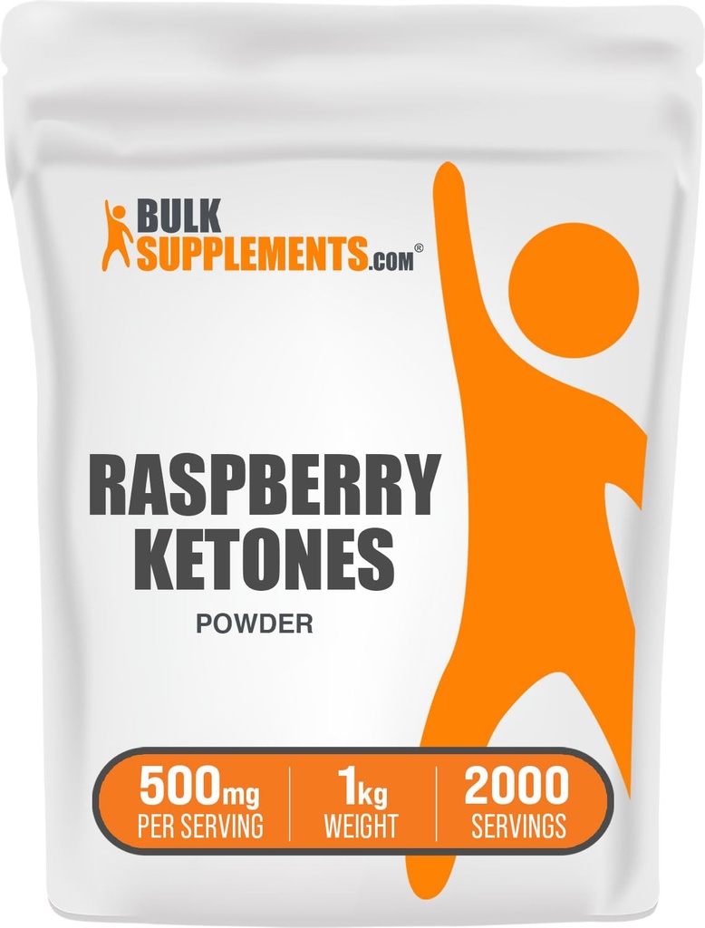 BulkSupplements.com Raspberry Ketones Proszek - Raspberry Ketones Supplement, Przeciwutleniacz Źródło - dla wsparcia energetycznego, Gluten Free, 500mg na serwowanie, 1kg (2,2 kg) (Opakowanie 1)