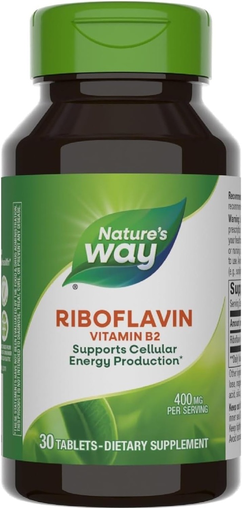 Natural 's Way Riboflavin Witamina B2, 400 mg na porcję, Opakowanie po 3