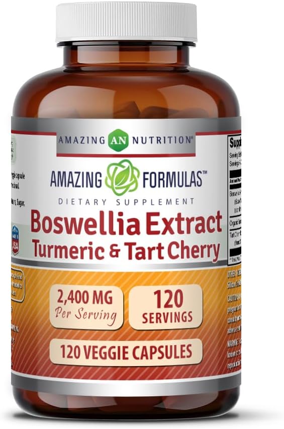Ekstrakt Boswellia Extract Turmeric i Tart Cherry 2400mg Veggie Capsules 124; Non-GMO Xion124; Gluten Free Xion124; Made in USA Xion124; Ideal for Vegetarian (120)