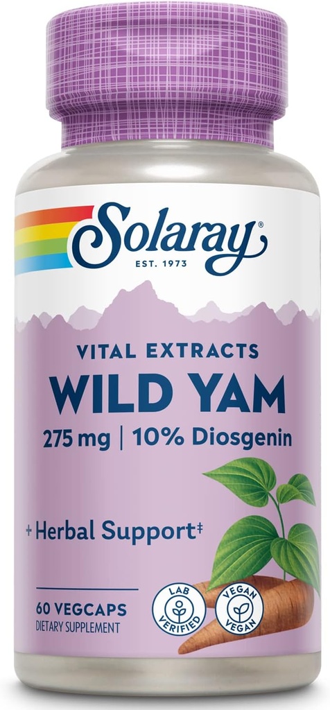 SOLARAY Gwarantowane Potenność Dziki Yam Wyciąg korzeniowy ekstrakt, Veg Cap (Btl- Plastic) 275mg
