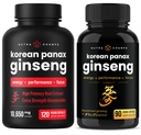 NutraChamps Complete Ginseng Duo - Kompletna energia, Focus & Stamina Support Bundle - Ginseng Gold & Korean Red Panax Ginseng