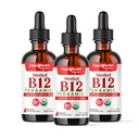 LIQUIDHEALTH USDA organiczna metylowitamina B12 metylkobalamina krople płynne z Tarta sok wiśniowy - Boost Energy, Immune Support, Poprawa pamięci i koncentracji - USA Made, Wegan, Non-GMO (3 Pack)